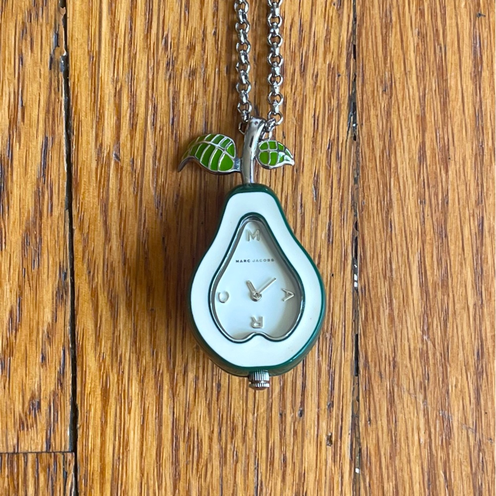 Marc Jacobs Green Pear Watch Pendant Necklace